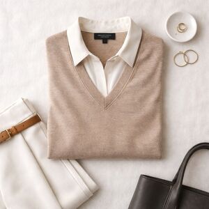 Banana Republic Women’s 100% Merino Wool V-Neck Sweater Made in Hong Kong Size M